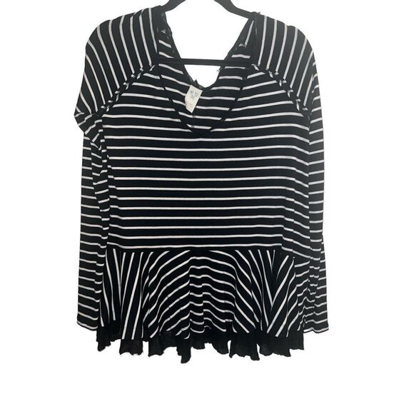 ✨Free People Tangerine Stripe Black Sz Small Top✨ - Picture 8 of 11